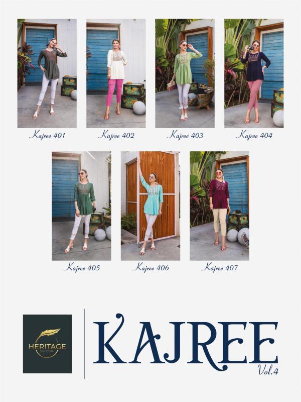 Hearitage New Kajree Vol 4 Rayon Designer Kurti Collection